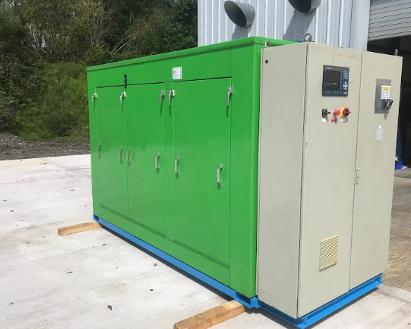 nullPhoto of MAN E2866E natural gas generator rebuilt - showing outside of container and control panel doors - used gas generator for sale uk