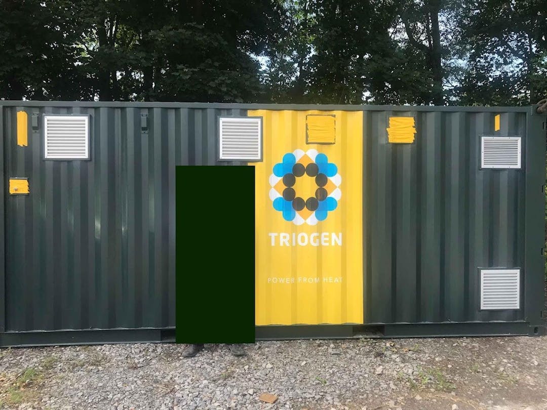 Triogen 2Image showing Triogen E-BOX ORC zero hours showing exterior of containerised unit - organic rankine cycle orc turbine